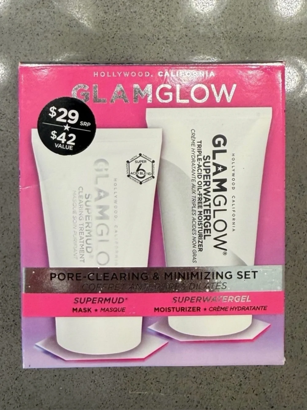 GLAMGLOW Supermud + Superwatergel Set NIB Mini Pore Clearing Skincare